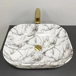Умивальник VBI Bergamo black stains glossy накладний VBI-012503, Мрамор - мініатюра 2