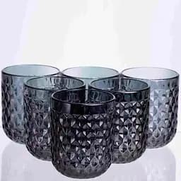 Набір склянок Yiwu Geometric HP-19-264, 6 штук по 250 мл, прозоре скло, для води та напоїв