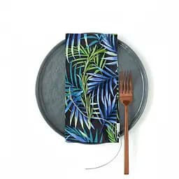 Набір серветок Cosas Tropical & Dark Blue Satin 4 шт. 30х30 см різнобарвний/синій (Set-4Serv_FoliageBlack_SatBlue_30) - мініатюра 4