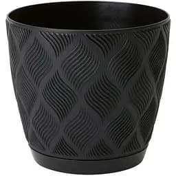 Горщик для квітів Form-Plastic Flow-15 з підставкою 1.75 л чорний (5015-084)