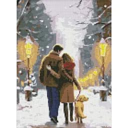 Алмазна мозаїка без підрамника Ideyka Сімейна прогулянка з АВ стразами 30х40 см AMC7821