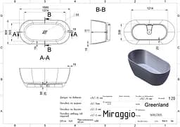 Ванна Miraggio GREENLAND (0001029) Mirasoft | Матова | Окремостояча | Біла - мініатюра 2