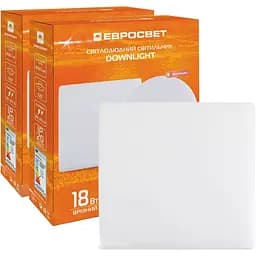 Світильник точковий врізний Євросвітло 18Вт квадрат LED-S-120-18 6400К без рамки 2 шт. (58102)