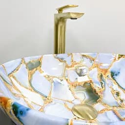 Умивальник VBI Parma marble blue glossy накладний VBI-011016, Цветной - мініатюра 5