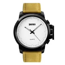 Класичний чоловічий годинник Skmei 1208 коричнева замша