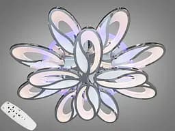 Плоская люстра с пультом, диммером и LED подсветкой, 190Вт, хром.