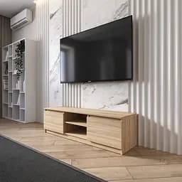Тумба під телевізор Vays R-14 Дуб Сонома, з відкритою нішею, ЛДСП, 140×40×40 см - для вітальні та спальні, під ТВ