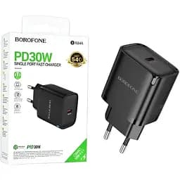 Зарядний пристрій Borofone BA84A Type-C ABS-пластик підтримка PD та QC чорний