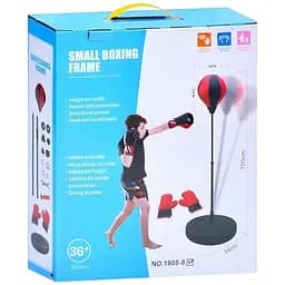 Боксерский набор MR 1250 с грушей 18 см на металлической стойке 105 см, 2 перчатки по 20 см, черно-красный