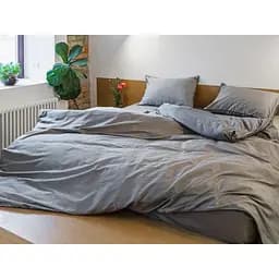 Комплект постільної білизни Ecotton Premium Natural Grey євро сатин вишивка з кантом сірий (25091) - мініатюра 3