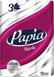 Рушники кухонні Papia, тришарові, 12 рулонів (70884)
