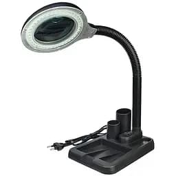 Лупа двойная на гибкой ноге с подставкой 808 с LED-подсветкой 220V (большая лупа d=90 мм, 3x; малая лупа d=20мм, 5x)