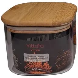 Ємність Vittora скляна з дерев'яною кришкою 600 мл (124986)