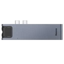 Концентратор Baseus USB-C Thunderbolt 7-in-1 2xUSB 3.0 + 1xUSB-C PD + HDMI 4K60Hz + SD/TF + 1xRJ45 1000Mbps gray (CAHUB-L0G) - мініатюра 2