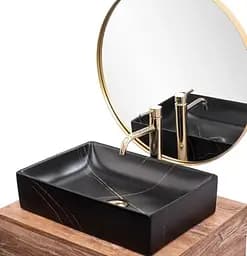 Умивальник Rea Inga 34,5x51 black marble mat (REA-U8006) - мініатюра 3