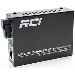 Медиаконвертер RCI 1G, 20km, SC, RJ45, Tx 1550nm standart size metal case (RCI502W-GE-20-B)