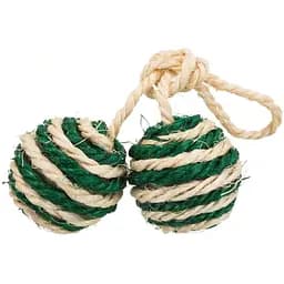 Іграшка для котів Trixie Два м'ячики сизаль на мотузці з м'ятою 4.5 см в асортименті (4077)