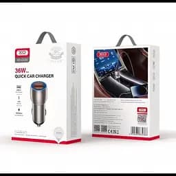Автомобільний зарядний пристрій, швидка зарядка в авто сіра XO CC52 QC 3.0 36W/2USB 12/24V - мініатюра 2