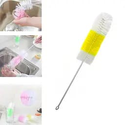 Йоржик щітка для миття пляшок і пляшок із ручкою, що гнутий, 28 см, Kitchen Master Жовтий 86157