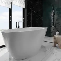 Ванна окремостояча глянцева Amidicon Santorini 166x78 з литого каменю SANTORINI_166_HL, Білий - мініатюра 6