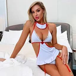 Рольовий костюм медсестри з підв'язками для панчох S/M K000137