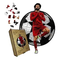 Деревянный фигурный пазл Мохаммед Салах, А2, Деревянная коробка 300+ элементов
