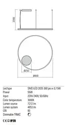 Підвісний світильник Redo ORBIT SU LED 55W 3000K D800 SAND WHITE (4.1.2) 01-1712 - мініатюра 3