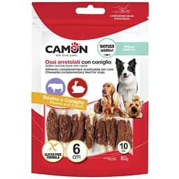 Лакомство для собак Camon мини палочки из говяжьей кожи обмотанные кроликом 80 г (AB285/D)