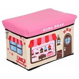 Ящик пуф для іграшок складний кондитерська Cake Shop Train з кришкою водонепроникний UKC 40х25 см Різнокольоровий