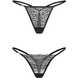 Комплект стрингов Obsessive Clara S/M 2 шт (черный)