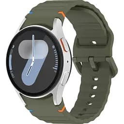 Ремінець для Samsung Galaxy Watch 4 44mm - темно-зелений ширина кріплення 20мм силікон Watchbands Seven Pro (W49-2WB27495918)