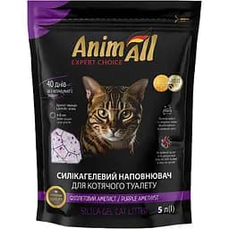 Силікагелевий наповнювач для котів AnimAll Premium Фіолетовий Аметист 5 л