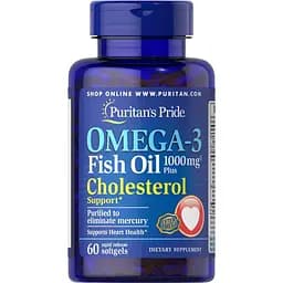 Риб'ячий жир Puritans Pride Omega 3 Fish Oil Plus Cholesterol Support 60 softgels