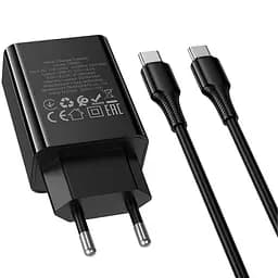 СЗУ Hoco CS93A Leader single port PD20W charger set(Cto C)(EU) Black - мініатюра 3