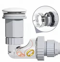 Сифон меблевий VBI з білим клапаном VBI-059101WT, Білий - мініатюра 2