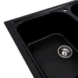 Кухонна мийка Platinum 7950 Equatoria гранітна глянцева з кріпленням 79x50 см чорний металік (000035801) - мініатюра 5