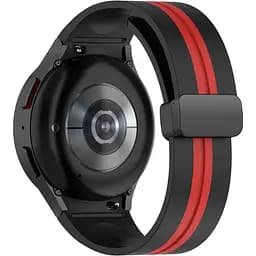 Ремінець для Samsung Galaxy Watch 6 40mm 6 44mm - чорно-червоний ширина кріплення 20мм силікон Watchbands Cls-line-black (W36-2W432432)