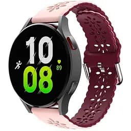 Ремінець для Samsung Galaxy Watch 6 40mm 6 44mm - рожево-темно-червоний ширина кріплення 20мм силікон Watchbands Flower (W35-1W432432)