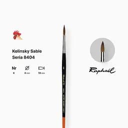 Пензель колонок круглий Raphael Kolinsky Sable, №4, професійний, коротка ручка - мініатюра 2