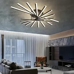 Люстра з геометричним дизайном у чорному корпусі | Арт. MJ 195/9 BK | Line F