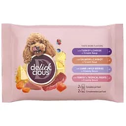 Корм влажный для взрослых собак Delickcious Набор №1 330 г (85 гх2 шт., 80 гх2 шт.)