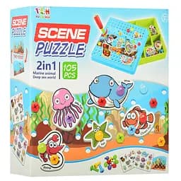 Детская развивающая мозаика на шурупах с отверткой TLH-0, 105 деталей Морские животные