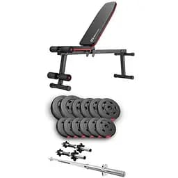 Набір Hop-Sport Premium з лавою HS-1010 Pro штангами та гантелями 38 кг