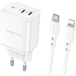 Зарядний пристрій Borofone Type-C to Lightning Reacher BN9 2Type-C 35W біле