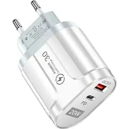 Зарядний пристрій Xiamen USB Type-C Super Charge/Quick Charge PD 20W White (050560)