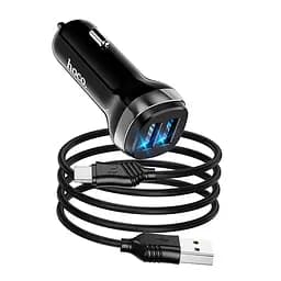 Адаптер автомобильный Hoco Type-C Cable Superior dual port Car charger set Z40 |2USB, 2.4A|
