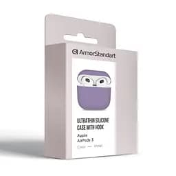 Силіконовий чохол для навушників Apple AirPods 3, Ultrathin Silicone Case, фіолетовий, захисний чохол, ультратонкий і легкий, захист від подряпин і пилу, м"який силікон, ArmorStandart (ARM60291) - мініатюра 3