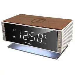 Годинник настільний з радіо Technoline WT487 Wireless Mobile Charging White/Brown (WT487) - мініатюра 2