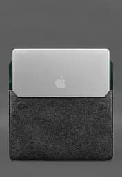 Чохол-конверт BlankNote із клапаном шкіра+фетр для MacBook 13" Зелений Crazy Horse - мініатюра 4