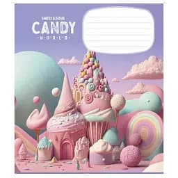 Тетрадь ученическая Школярик Candy world 012-3266C-2 в косую линию 12 листов